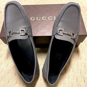 Gucci driver moccasin loafers dusty grey size 39